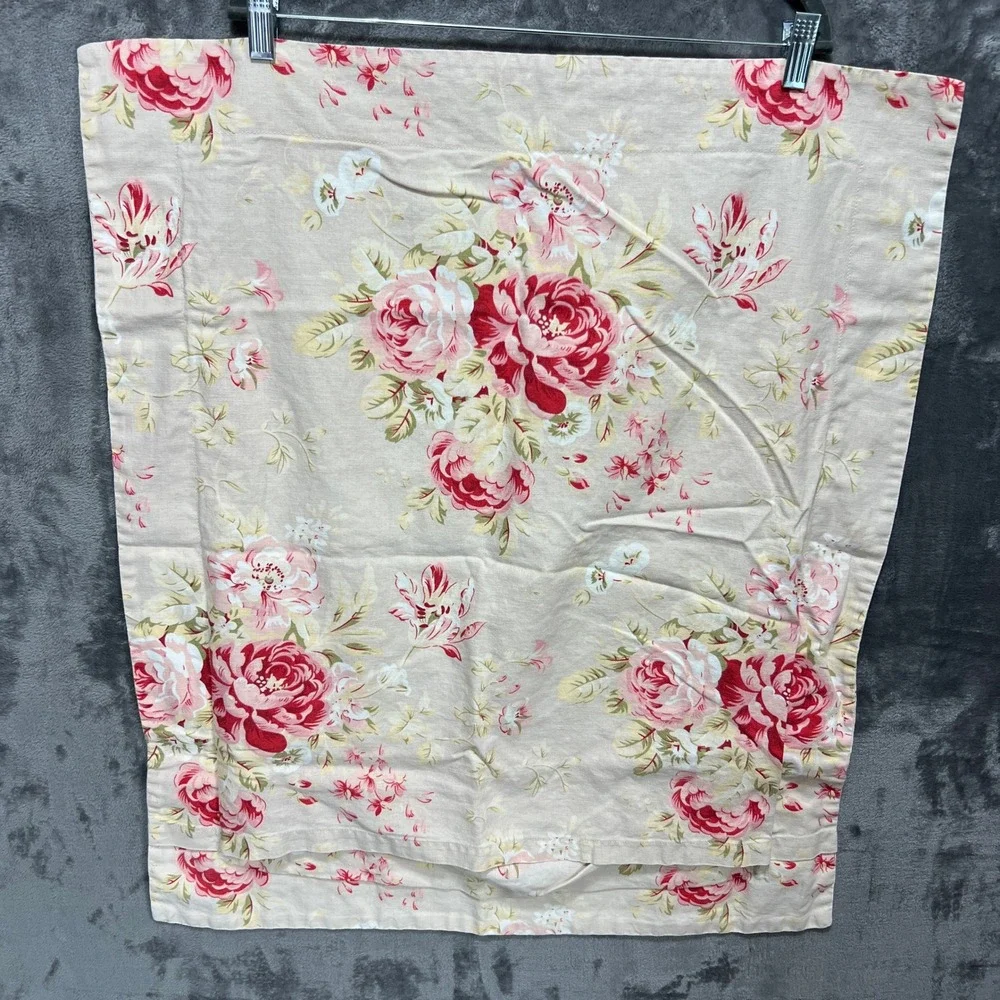 Pair Pottery Barn Ivory Rose Linen Standard Pillow Shams Pink Botanical Cottage